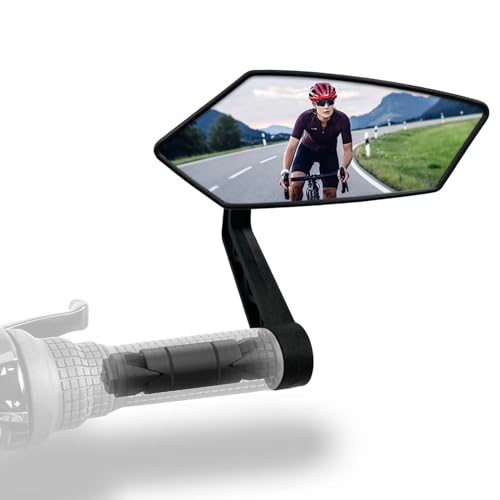 Homieway Bike Mirror,HD Glass Bicycle Mirrors for Handlebar Mount, Adjustable Bar End Bike Rear View Mirror, Scratch Resistant Handlebar Mirror for E-bike, Cycle Rearview Mirror Right (0.55-0.78") -  US-XM019-HSJ050