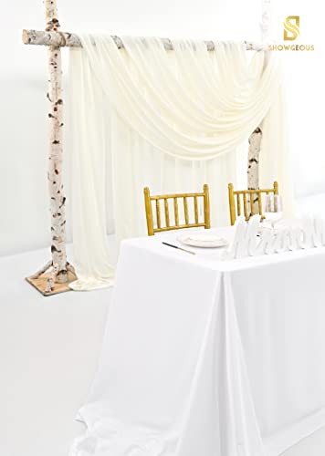 Ivory Wedding Arch Drapes, 4 Panels 28" x19ft Chiffon Fabric Drapes for Ceremony & Reception