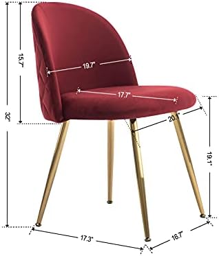 ZHENGHAO Velvet Accent Chairs for Living Room Set of 2 Tufted Upholstered Chairs Wingback Vanity Chairs with Gold Legs Modern Mid Century Chair for Bedroom Dining Room Kitchen (Burgundy/Wine Red)