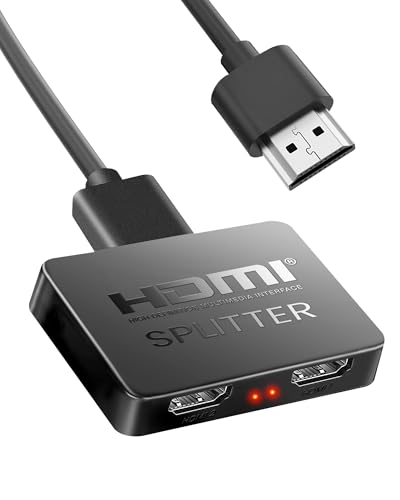 NEWCARE HDMI Splitter 1 in 2 out HDMI splitter for Dual Monitors support same screen hdmi 2 way sPlitter 2 Port HDm-i splitter for Full HD HDTV Blu-ray DVD Fire Stick