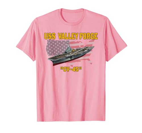 Aircraft Carrier USS Valley Forge CV-45 Veterans Day Fathers T-Shirt, Men, Pink, XX-Large