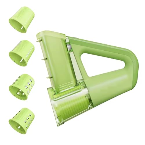 Rersduyt 40W Electric Cheese Grater Portable Salad Maker with 4 Different Shapes of Blades Rotary Slicer Shredder Green