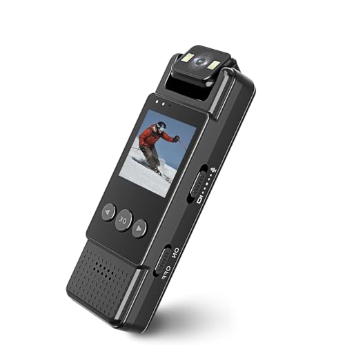 QZT 1080P HD Bodycam Polizia Professionale, Piccolo Telecamera Portatile con Visione Notturna, Rilevamento Movimento, Foto e Video, per Sicurezza e Viaggi