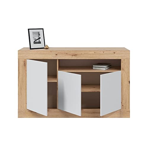 Mobelcenter-Mueble-Aparador-Baltik-3-Puertas-1-Hueco-Buffet-Moderno-Armario-Auxiliar-Comedor-Color-Blanco-Artik-y-Roble-Nodi-Medidas-Ancho-144-cm-x-Fondo-42-cm-x-Alto-87-cm-1319 Mobelcenter-Mueble-Aparador-Baltik-3-Puertas-1-Hueco-Buffet-Moderno-Armario-Auxiliar-Comedor-Color-Blanco-Artik-y-Roble-Nodi-Medidas-Ancho-144-cm-x-Fondo-42-cm-x-Alto-87-cm-1319