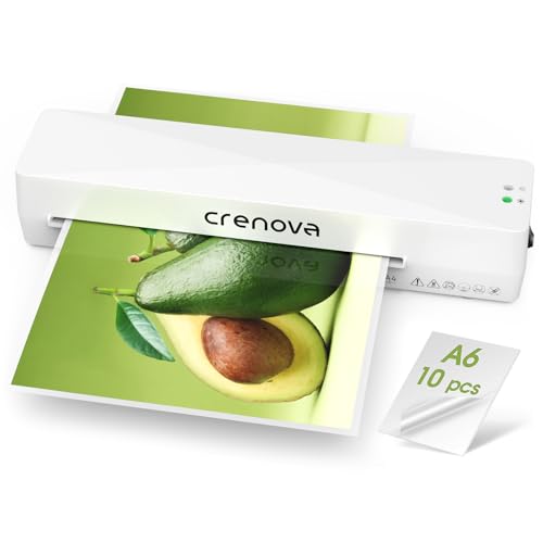 Image of Crenova Laminator Machine with 10 Laminating Sheets, A4 Laminating Machine Hot & Cold with Fast Warm Technology, Thermal Laminator 9 Inch for Home Office School Business White