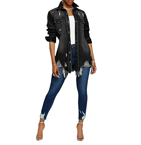 Veste en jean sexy noire pour vos sorties streetwear et soirées décontractées