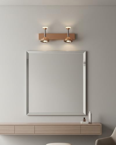 Image of swanart Modern Rose Gold Dual LED Wall Sconce - Adjustable Vanity Light Fixture for Bathroom, Bedroom, Living Room - Elegant Home Decor Lighting