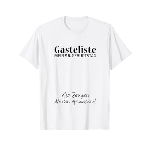 Gästeliste Mein 96. Geburtstag Libro de visitas Firma Camiseta