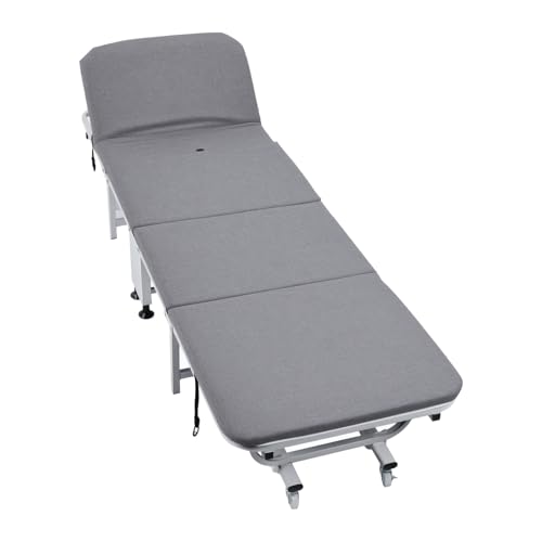 GizmoSynth Foldable Bed, 4-Fold Storage Design (5-Position Adjustable headboard), Portable Single Bed, Great for Office Breaks, Hospital Companions, Camping and Home use, 74 x 23 inches