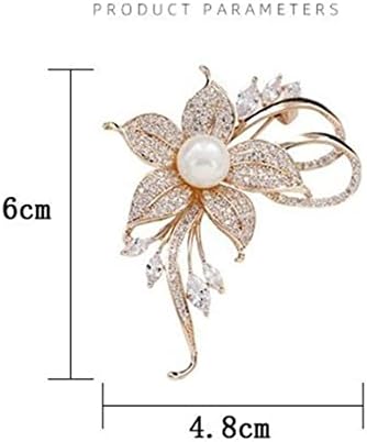 Rhinestone Pearl Flower Brooch Femininity Brooch Art Brooch Flower Brooch Pin Sweater Accessories for Women, Girls, Ladies