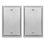 1-Gang Blank Decorator Metal Wall Plate - Stainless Steel Switch Outlet Cover,Brushed Finish, Silver