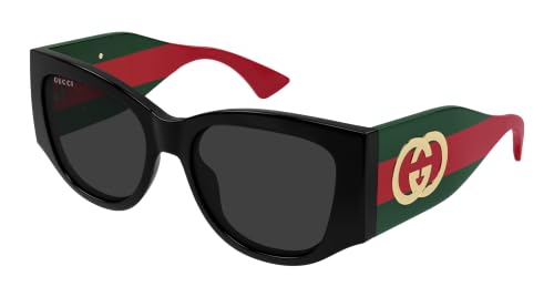 Gucci Sunglasses GG2115S-001, Colors Black-Green-Grey, Size 55-12-145, Women's, Shape Cat Eye, Material Metal