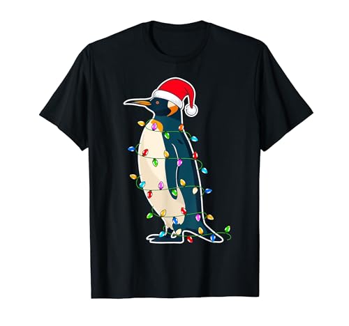 Penguin Wearing Santa Hat Christmas Funny Penguin Lover Xmas Maglietta