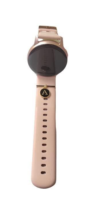 Morel personalised Alphabet Ring Loops Jewellery Accessories Compatible with Smart Watch Silicone Band Strap of 2.2 cm, watch charm (PWC-A-ALP-BLACK-SMALL-ROUND)