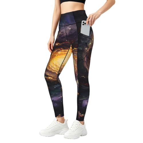 Pantalones de yoga holgados Galaxy Print elásticos y transpirables de mujer