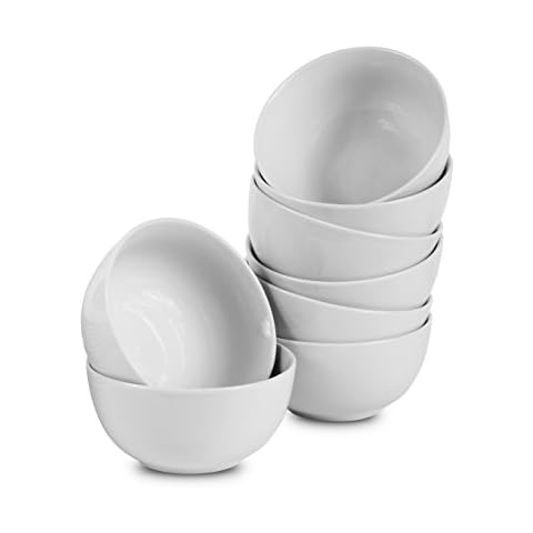 Klikel 8 Pack 18oz White Round Soup Bowls Cover