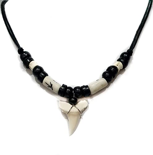 Swimmi Genuine Mako Shark Tooth Necklace For Men Women Boy Girl With Seed Beads And Adjustable Waxed Cord Handmade Jewelry Ga384 #TOP5