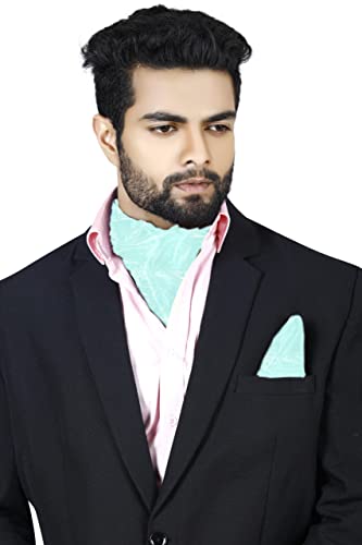 Image of BLACKSMITH Jacquard Microfiber Neckwear Ascot and Matching Pocket Square Set for Men