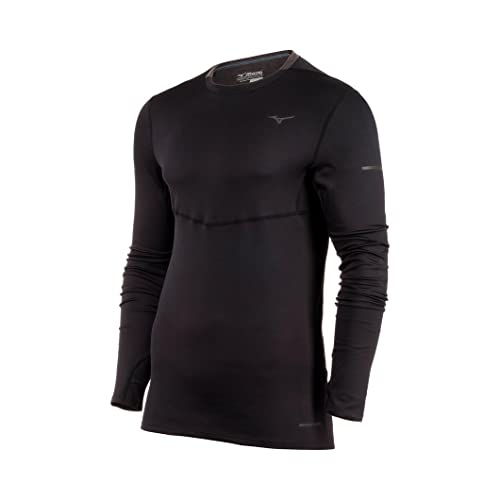 Mizuno Men's Breath Thermo® Long Sleeve | Long Sleeve Athletic Top | Training Workout Apparel | Black | Medium