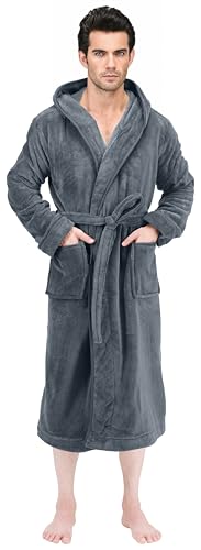 Ny Threads 43230-15464 Mens Hooded Fleece Bathrobe Plush Long Spa Robe thumb #3