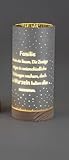 15cmx8cm formano Frühlingsdekoration 1 Stück Deko-Licht 15cm mit Spruch und Timer - silber mit holzsockel, Spruch: Famlie,ist wie ein Baum..