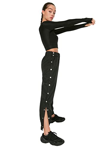 Trendyol Damen Black Parachute Fabric Sides Snap Loose Jogger Sport...
