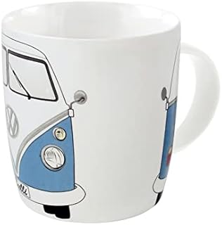 Brisa VW Collection - Volkswagen Hippie Bus T1 Camper Van Coffee Mug, Tea Cup for Kitchen, Garage, Office - Camping Equipment/Gift-Idea/Souvenir (Design: Front/Blue/White)