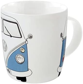BRISA VW Collection - Volkswagen Samba Bus T1 Camper Van Coffee Mug, Tea Cup for Kitchen, Garage, Office - Camping Equipment/Gift-Idea/Souvenir (Design: Front/Blue/White)