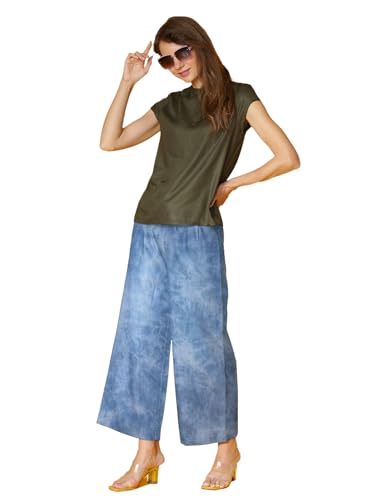 Image of NOVIO Cotton Blend Women Mid Rise Fashion Palazzo for Women