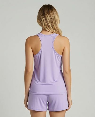 Image of Real Essentials 4 Piece: Women's Super-Soft Tank Top and Short Pajama Set - Loungewear Sleepwear (Available in Plus Size)
