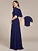 Ever-Pretty Women's Classic Round Neck Pleated Short Sleeves Chiffon Appliques Floor Length A Line Formal Evening Dresses Navy Blue US8