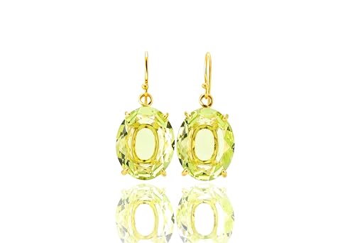 Boucles d'oreilles pendantes quartz citron ovales pour femmes