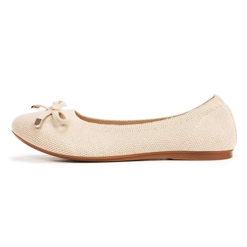 Image of Frank Mully Women's Ballet Flats Round Toe Walking Flats Slip On Work Shoes Knitted Flats Shoes for Woman Soft Lightweight