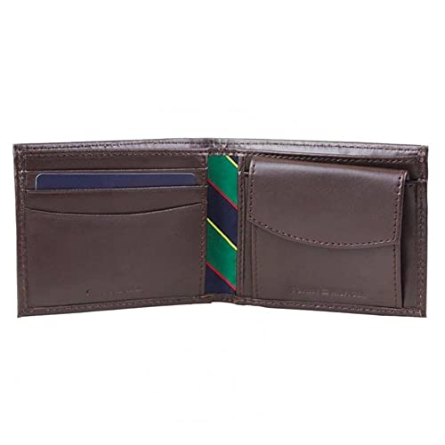 Tommy Hilfiger Men's Leather Fordham Bifold Wallet with Coin Pocket, Brown2