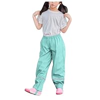 Unisex Regenhose Kinder Matschhose Regenlatzhose Ohne Träger Reflektorstreifen Regenbundhose Wasserdicht Winddicht Atmungsaktiv Ungefüttert Regenbundhose Überziehhose für Mädchen (02 Green, 122-128)