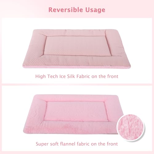 BVAGSS Hundebett Kleine Hunde Reversible, kühl und warm Matten Hundekissen, Waschbar Hundematte für klein mittel große Hunde XH080 (45x33cm,Rosa)