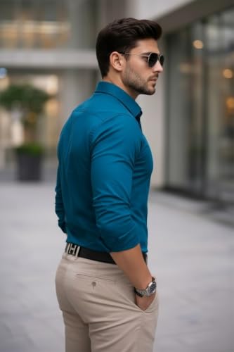 Image of Nexora Men's Slim Fit Formal Shirt, Cotton, Full Sleeve, Spread Collar, Breathable, Office