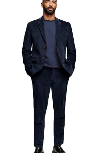 VENNYNG Men's Corduroy Wedding Suit Vintage 2 Pcs Blazer and Pant Set Wedding Groom Tuxedo Prom Jacket Outfit4