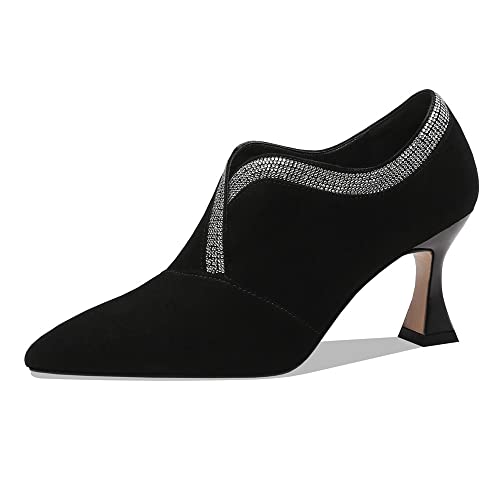 TinaCus Women's Pointed Toe Soft Suede Leather Stiletto Mid Heels Handmade Dress Pumps Shoes