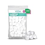 Vega Cotton Balls for Soft & Absorbent for Makeup, Nail Polish Removal, Skincare, Baby Care, First Aid, Soft Cotton Balls, 100% Pure Soft Premium Cotton Balls (50 Pcs, CB-01)