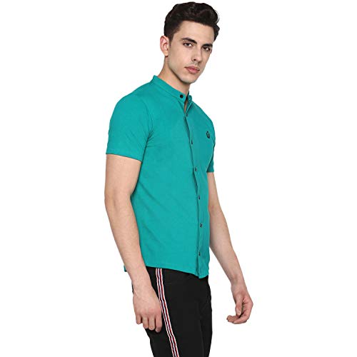 Image of Urbano Fashion Men's Solid Cotton Slim Fit Polo Shirt with Mandarin Collar