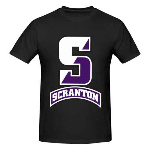 University of Scranton Shirt Men's Pattern Short Sleeve Crew Neck Cotton Tshirts Tees Tops Black3