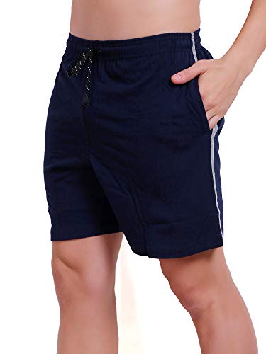 Image of T.T. Cotton Blend Shorts for Men | Regular Fit | Elasticated & Zipper | 2 Sided Pockets & 1 Back Pocket | Solid | Above Knee Length Bermuda Short | Ideal for Casual Outings