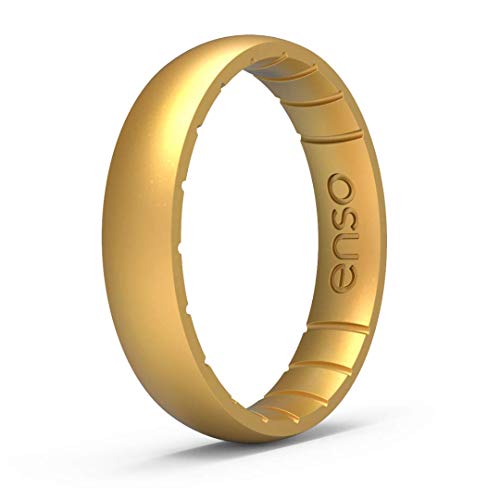 Enso Rings Thin Elements Silicone Ring Infused with Precious Elements – Stackable Wedding Engagement Band – 4.3mm Wide, 1.75mm Thick