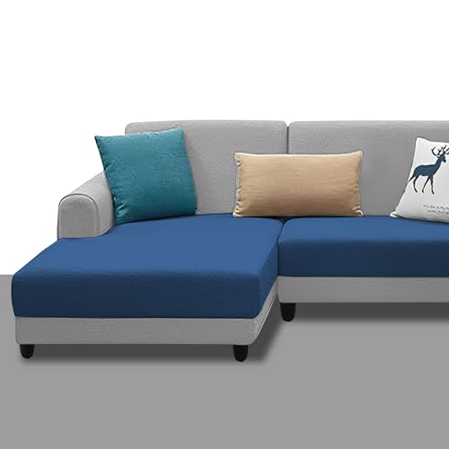 Image of Kraven LHS 4 Seater L Shape Sofa Set for Living Room (Blue Grey Fabric) Premium Fabric Sofa