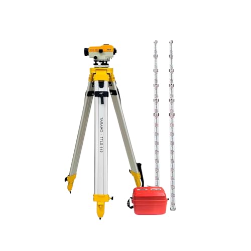 SUN INSTRUMENTS | SUN AUTO LEVEL DSC- 240WITH FREE PLASTIC BOX FOR AUTO LEVEL | INCLUDED 4 MTR LEVELING STAFF WITH ALUMINIUM DOUBLE LOCK TRIPOD STAND (2 LEVELING STAFF)