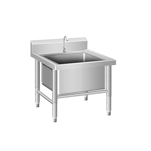 Évier utilitaire autoportant, éviers de service, évier de sol commercial, bassin de service de balai en acier inoxydable avec bassin profond, seau de balai à franges, évier de buanderie, pou