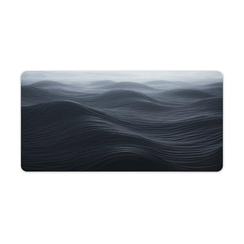 Deep Black Waves Alfombrilla de Escritorio Grande Antideslizante