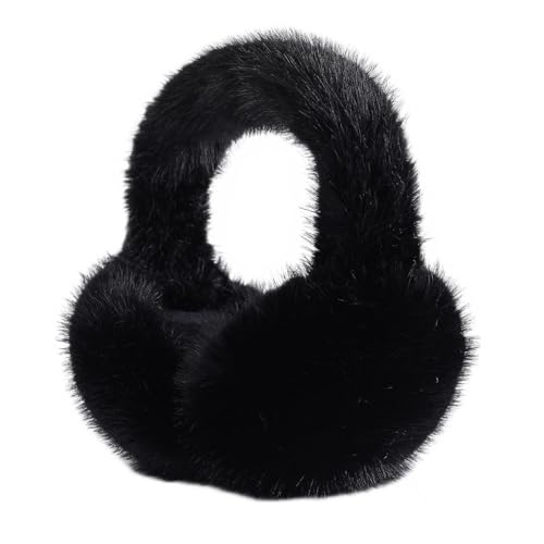 Kuchisity Ohrenwärmer verstellbar, Verdickung Winter Plüsch Ohrenschützer Stylische Ohrbedeckungen für Damen und Herren - Schwarz