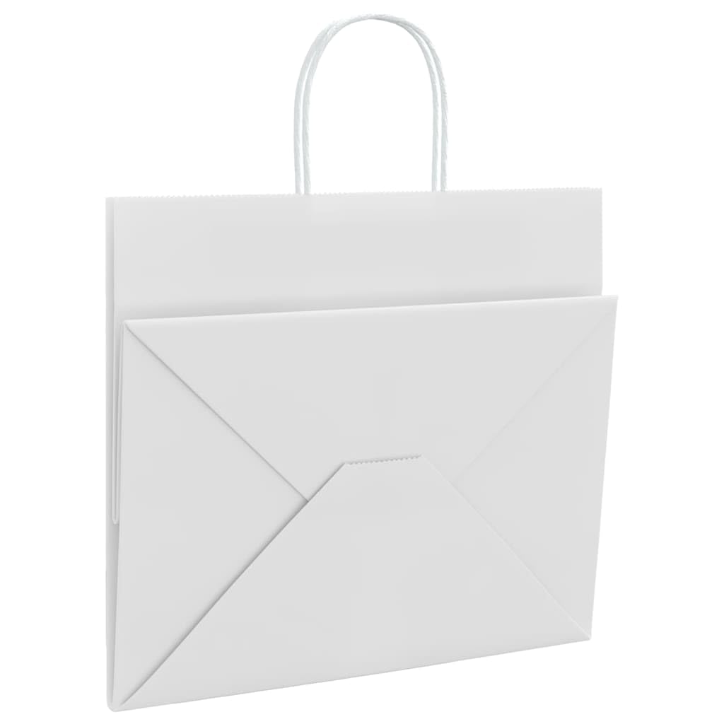 Papiertragetaschen Weiß 32x22x28 cm aus Kraftpapier 250 Stück mit Papierseilhenkeln Tragetasche vielseitig für Geschenk, Party, Hochzeit, Geburtstag, Weihnachten